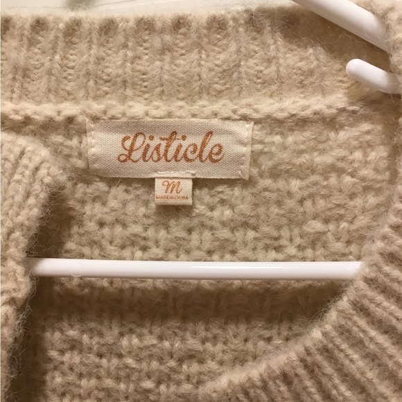 Listicle Cream Knit Cardigan with Button Detail - Picture 3 of 5